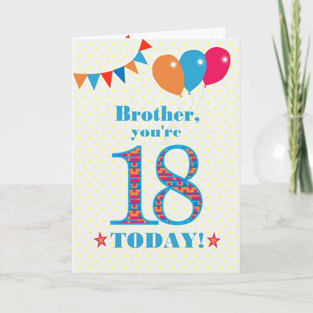 Carte Pour Brother 18th Birthday Bunting Balloons Card (Devant)