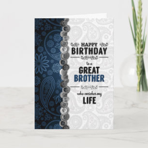 Carte pour Brother Birthday Blue Paisley with Butters