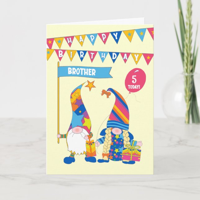 Carte Pour Brother Custom Age Birthday Fun Gnomes Card (Devant)