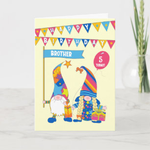 Carte Pour Brother Custom Age Birthday Fun Gnomes Card