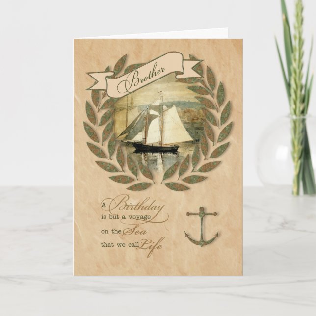 Carte pour Brother Sailing Seas Thème Anniversaire (Devant)