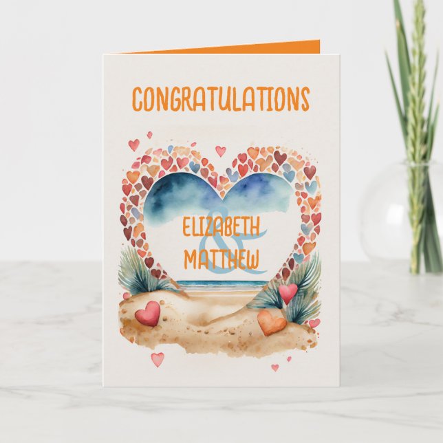 Carte pour couple ayant plage Destination Mariage (Devant)
