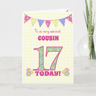 Carte Pour Cousin 17e anniversaire Primrose et Bunting C