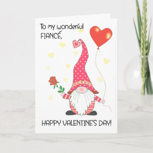 Carte Pour Fiance Valentine's mignonne Gnome avec Rose r