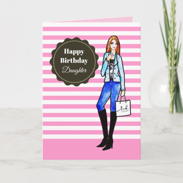 Carte Pour fille à l'anniversaire fille avec une veste D (Devant)