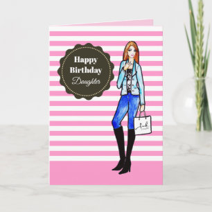 Carte Pour fille à l'anniversaire fille avec une veste D