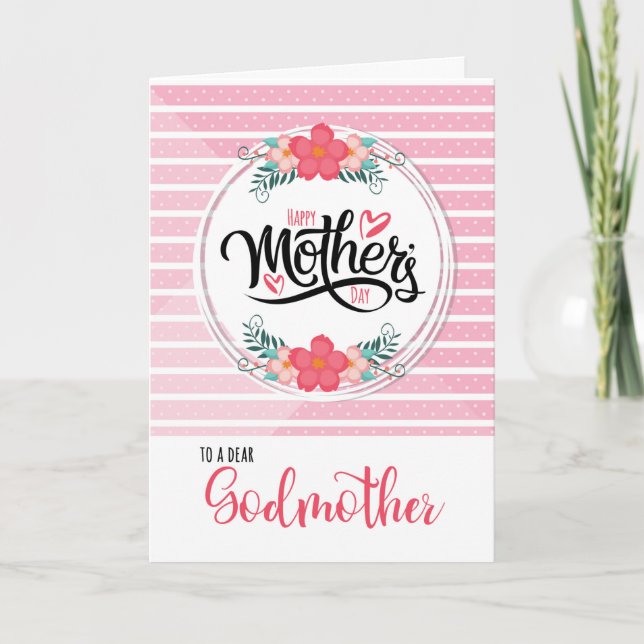 Carte Pour Godmère en Fête des Mères Rose Bontanical (Devant)