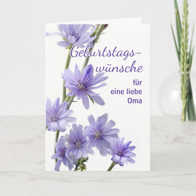 Carte Pour Grand-Mère Allemande Fleurs Chicorées Anniver (Devant)