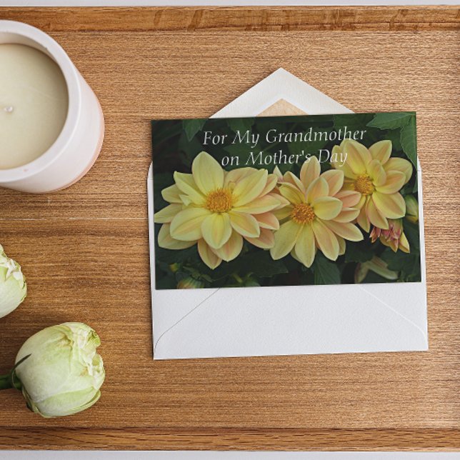 Carte Pour Grand-mère Jaune Dahlias Fête des Mères Flora (In Situ)