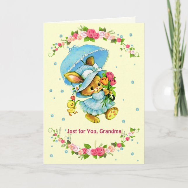 Carte Pour grand-mère, le jour de la fête des mères. Lap (Devant)