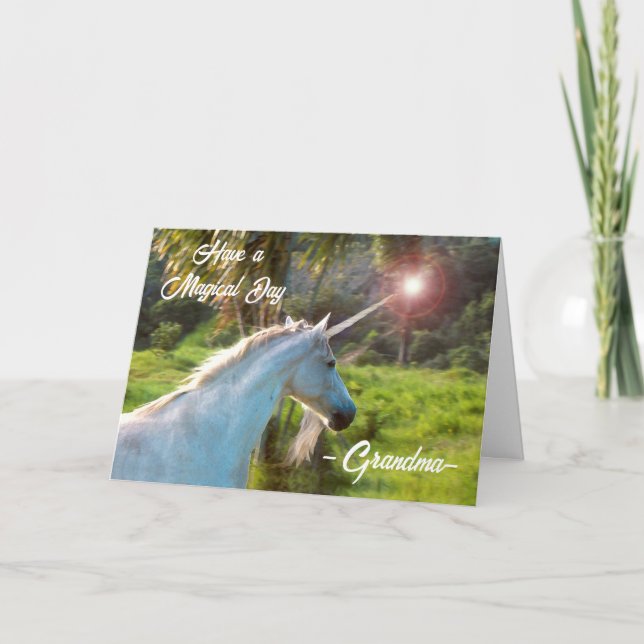 Carte Pour grand-mère Magique Unicorn Anniversaire (Devant)