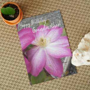 Carte Pour Grand-mère Pink Clematis Floral Anniversaire