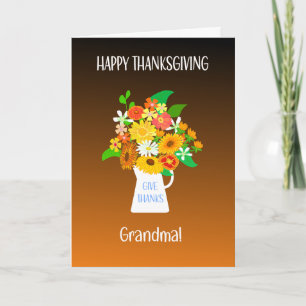 Carte Pour Grand-mère Thanksgiving Bouquet de fleurs