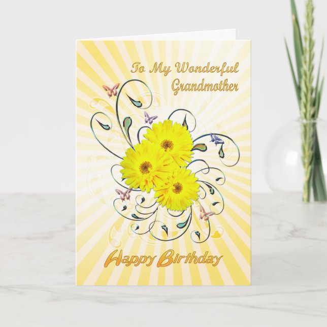 Carte Pour Grandmother, Birthday card avec yellow flower (Devant)