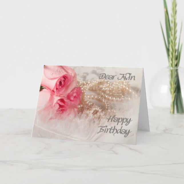 Carte Pour jumeaux, roses et perles d'anniversaire heure (Devant)