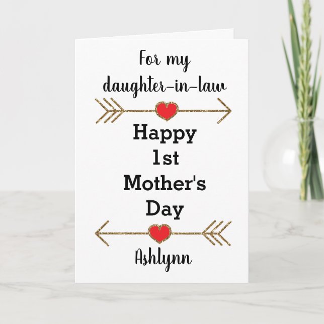Carte Pour la fille en droit le jour de la première mère (Devant)