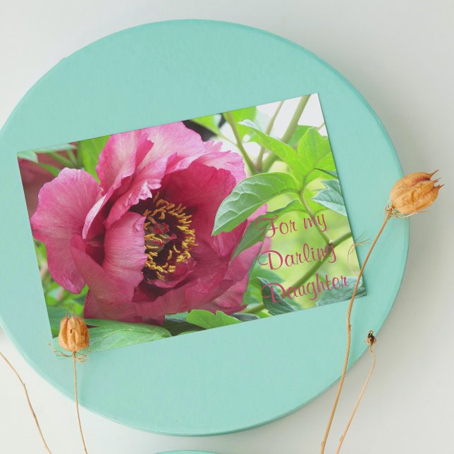 Carte Pour la fille Red Peony Floral Fête des Mères (In Situ)