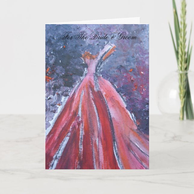 Carte Pour la jeune mariée et le marié (robe rouge) (Devant)