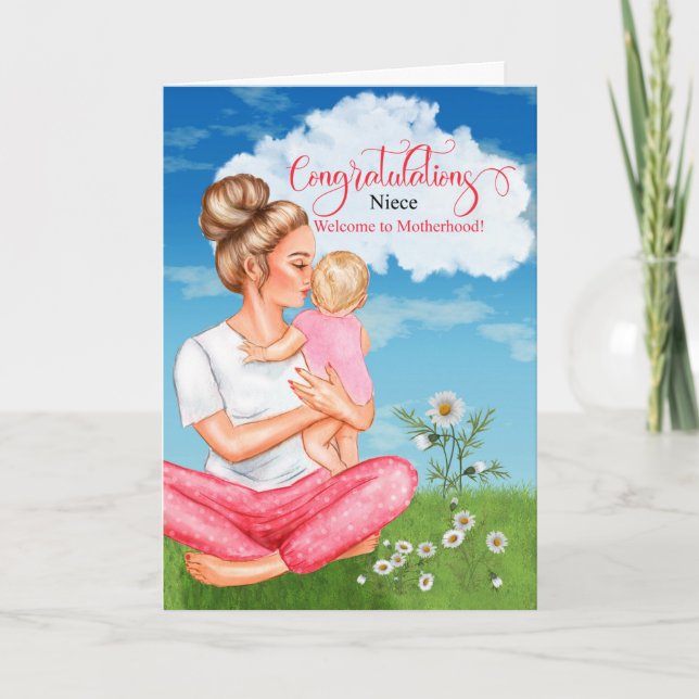Carte pour la nièce Nouveau bébé Félicitations premier b (Devant)
