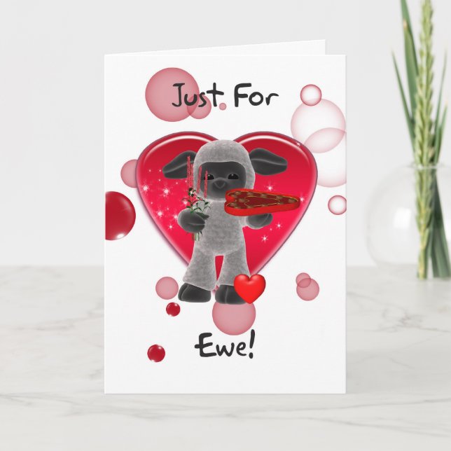 Carte pour la Saint-Valentin au mouton - Juste pou (Devant)