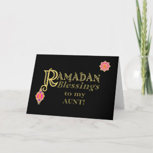 Carte Pour la tante Ramadan Bénédiction Gold sur le noir