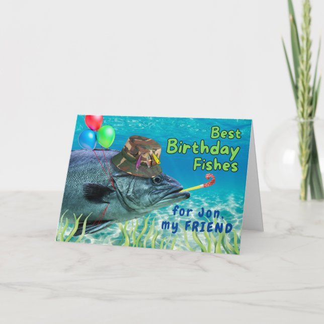 Carte Pour l'Ami Anniversaire Poisson prêt à faire la fê (Devant)
