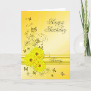 Carte Pour l'anniversaire de tante avec fleurs jaunes