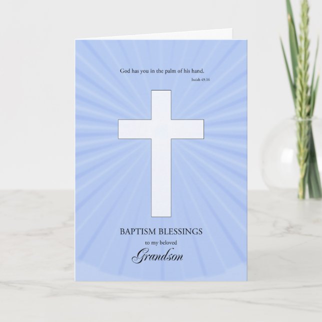 Carte Pour Le Baptême De Grand-Fils, Croix Lumineuse (Devant)