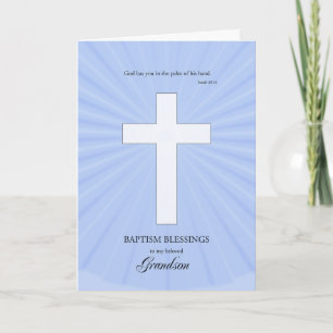 Carte Pour Le Baptême De Grand-Fils, Croix Lumineuse