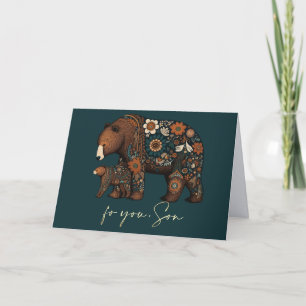 Carte Pour le fils sur Fête des pères mignon ours Folk A