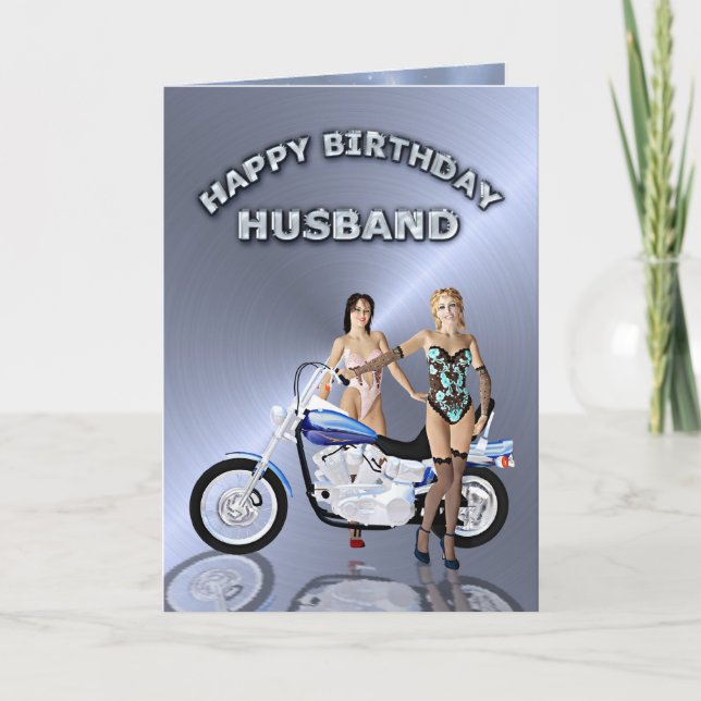 Carte Pour le mari, anniversaire avec les filles et la m (Devant)