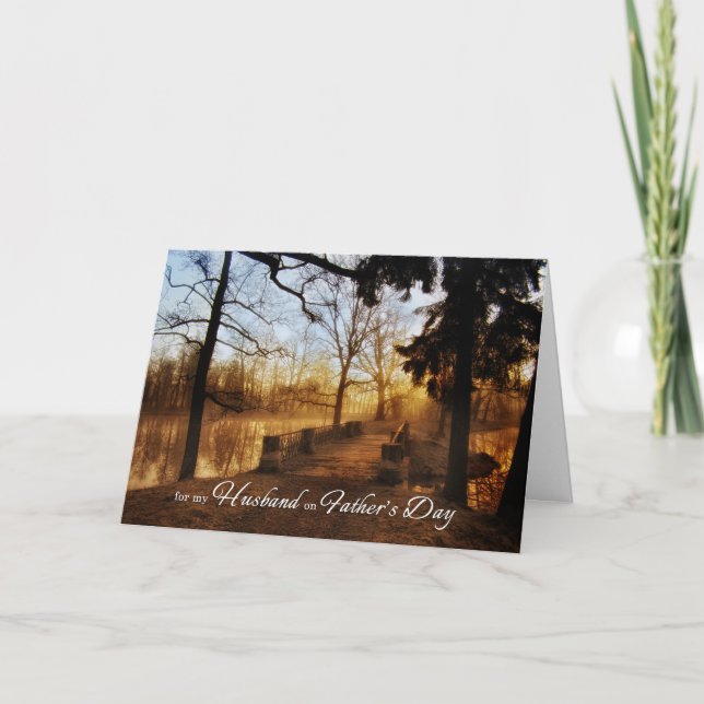 Carte pour le mari Sunrise Lake Nature Thème Fête des pè (Devant)
