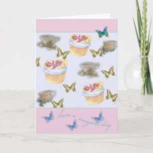 Carte pour le papillon doux de tasse de thé de petit