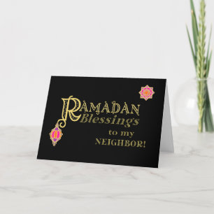 Carte Pour le Ramadan voisin Bénédiction or sur noir