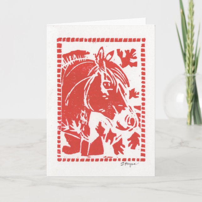 Carte Pour Les Amateurs De Cheval Du Fjord - Rouge (Devant)