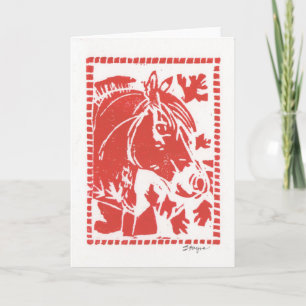 Carte Pour Les Amateurs De Cheval Du Fjord - Rouge