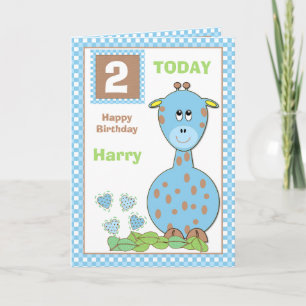 Carte Pour les enfants petit garçon girafe voeux d'anniv
