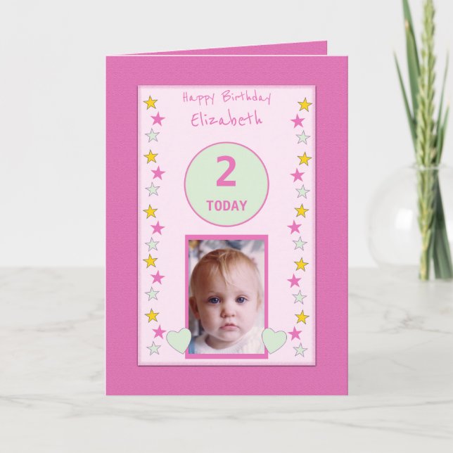 Carte Pour les enfants petite fille rose accueil photo a (Devant)