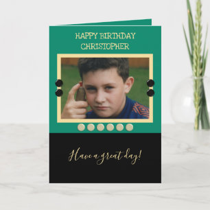 Carte Pour les hommes Anniversaire avec nom photo vert e
