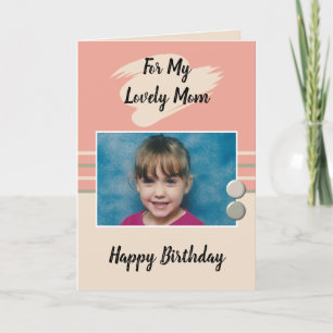 Carte Pour ma belle maman pêche et crème photo anniversa