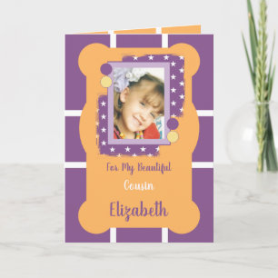 Carte Pour ma belle photo Cousin violet et orange