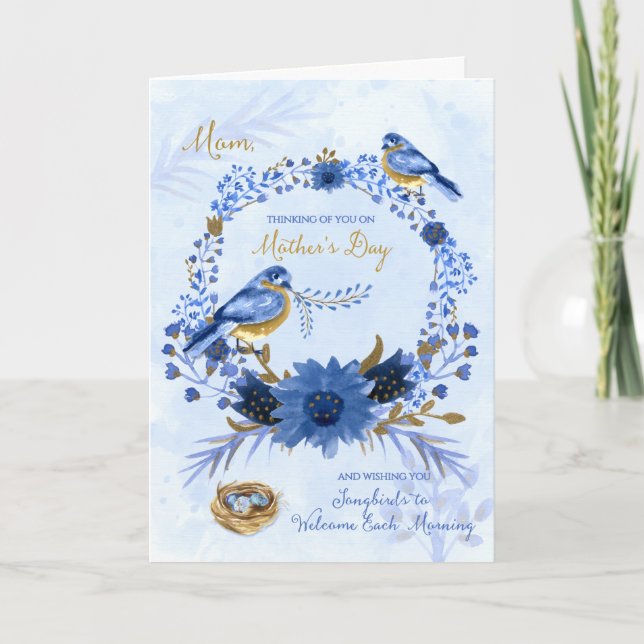 Carte pour maman Aquarelle Bluebirds Fête des mères (Devant)