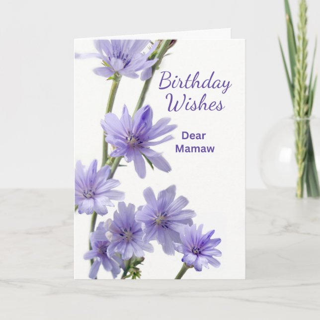 Carte Pour Mamaw Birthday Violet Chicory Flowers (Devant)