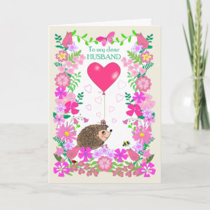 Carte Pour mari Saint-Valentin avec un hérisson mignon