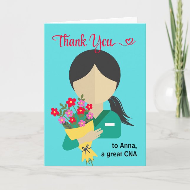Carte Pour Merci CNA féminin avec Bouquet (Devant)