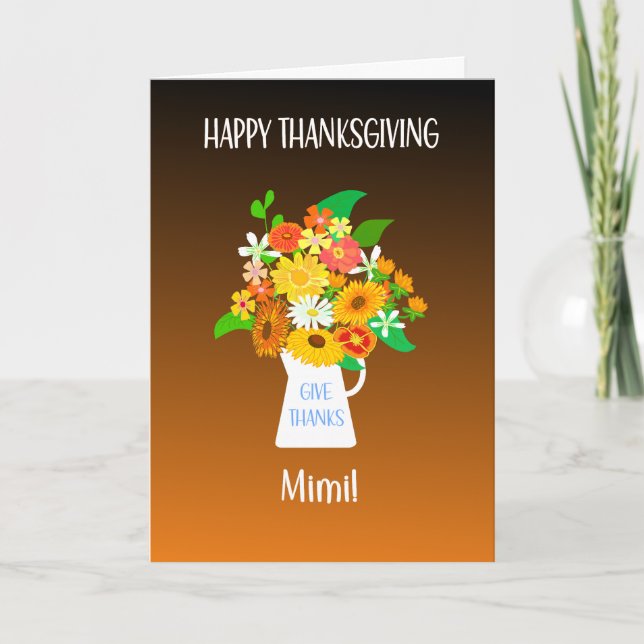 Carte Pour Mimi Thanksgiving Bouquet de fleurs (Devant)