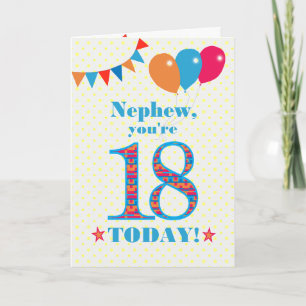 Carte Pour Nephew 18th Birthday Bunting Balloons Card