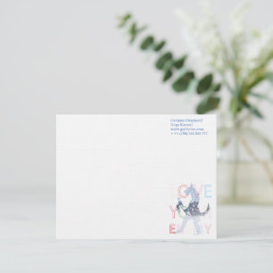 Carte pour notes berger allemand aquarelle bleu
