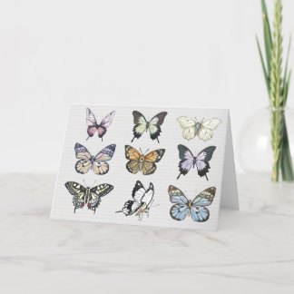 Carte pour notes blanc papillon aquarelle