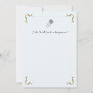 Carte pour notes bleu de Merci de hochet